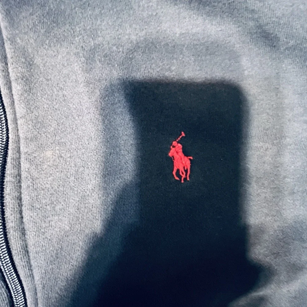 Polo Ralph Lauren Track Jacket‎ Mens Small Black Full Zip Red Pony Logo Cotton